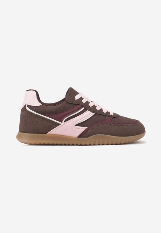 Brązowe Sneakersy w Stylu Tenisówek Ozdobione Geometrycznym Wzorem Fesilia 4