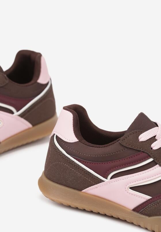Brązowe Sneakersy w Stylu Tenisówek Ozdobione Geometrycznym Wzorem Fesilia 6
