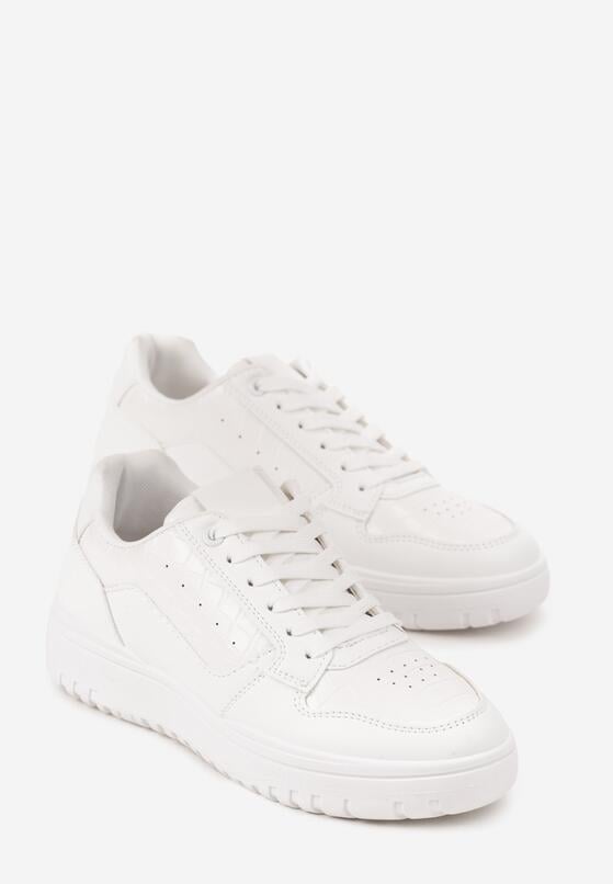 Białe Sneakersy z Geometrycznym Wzorem i Perforacją Idellie 5