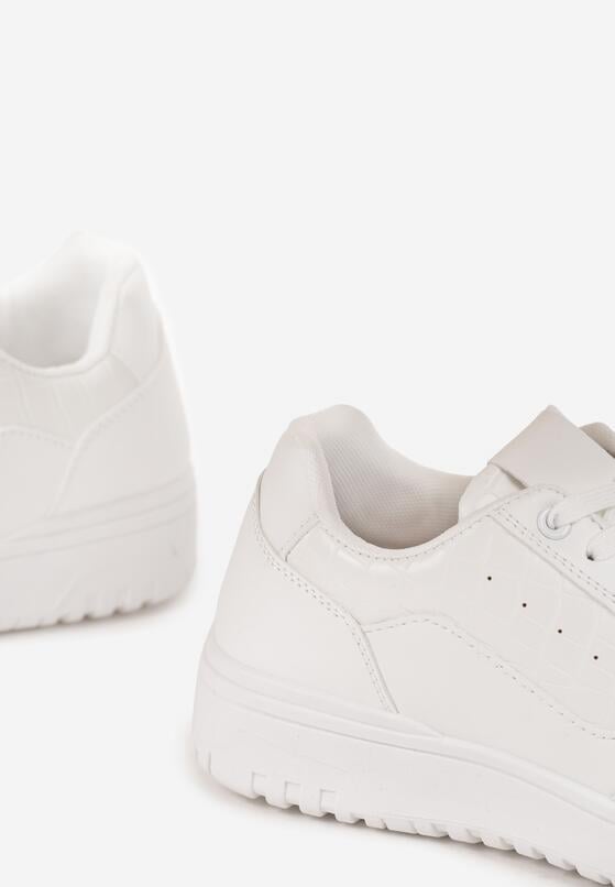 Białe Sneakersy z Geometrycznym Wzorem i Perforacją Idellie 6