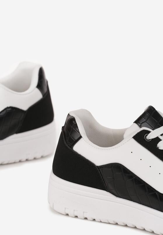 Biało-Czarne Sneakersy z Geometrycznym Wzorem i Perforacją Idellie 6