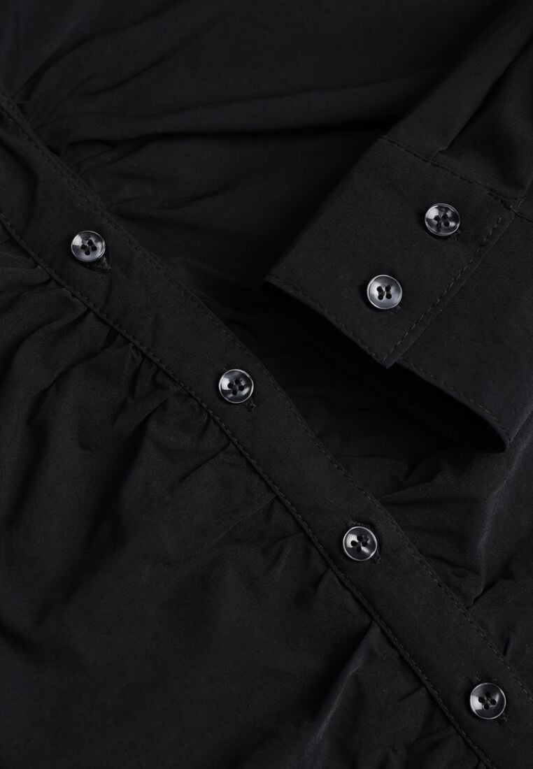 Czarna Koszula z Bawełną Ozdobiona Marszczeniem Anixe 8