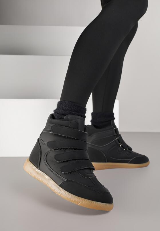 Czarne Sneakersy na Ukrytym Koturnie Farnella 2