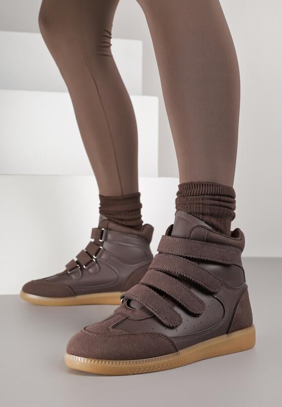 Brązowe Sneakersy na Ukrytym Koturnie Farnella 1