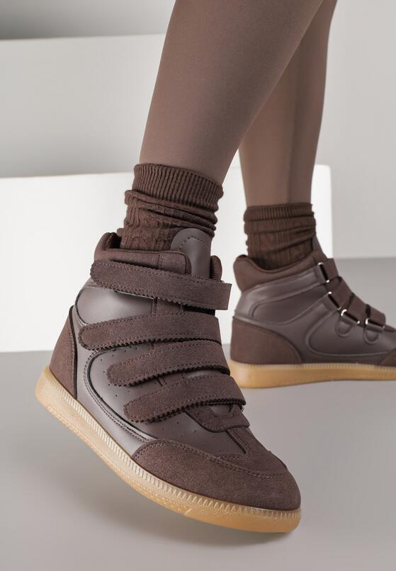 Brązowe Sneakersy na Ukrytym Koturnie Farnella 3