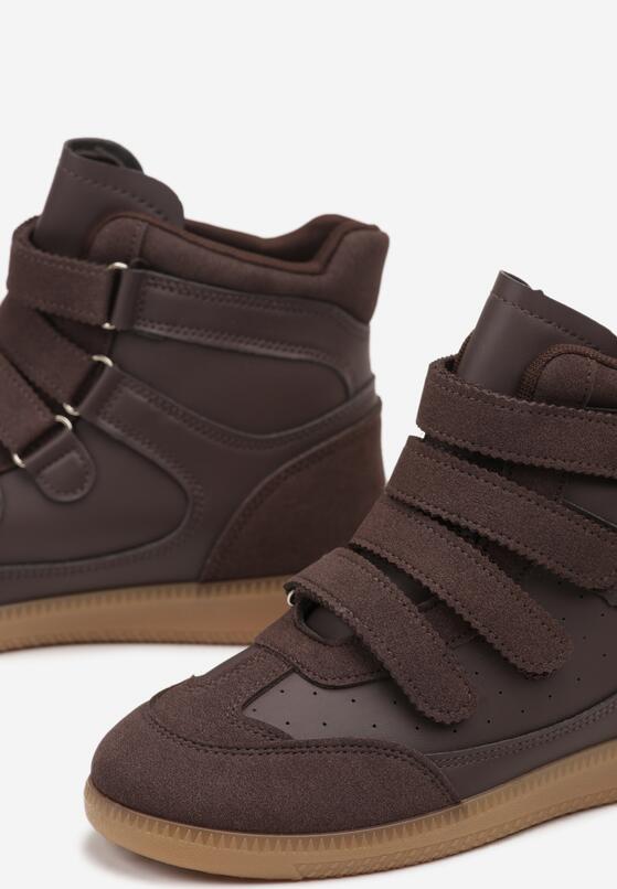 Brązowe Sneakersy na Ukrytym Koturnie Farnella 6