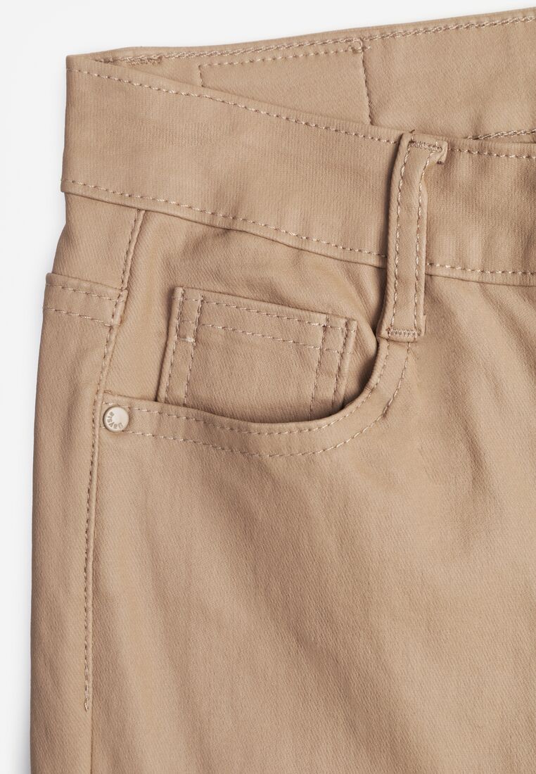 Beżowe Modelujące Spodnie Skinny z Kieszeniami Envoi 8