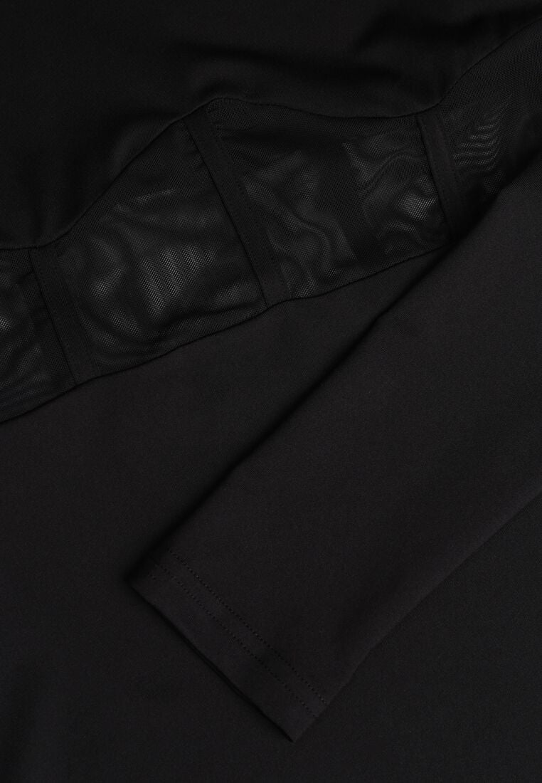 Czarna Dopasowana Sukienka Vices Ozdobiona Gorsetową Przezroczystą Górą Axerne 8