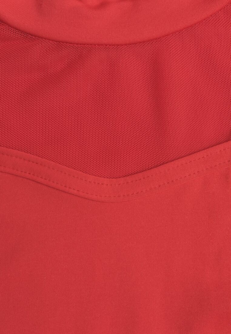 Czerwona Bluzka z Golfem Vices Ozdobiona Transparentnymi Wstawkami Hatalie 8