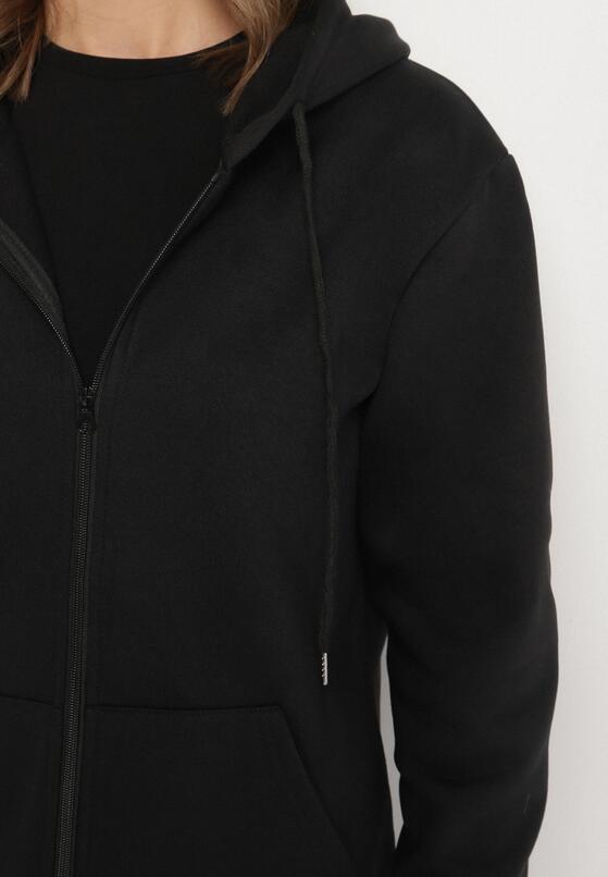 Czarna Rozpinana Bluza z Bawełną i Kapturem Typu Oversize Diosa 5