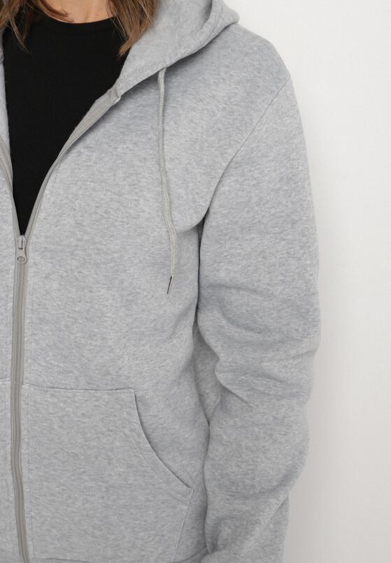 Szara Rozpinana Bluza z Bawełną i Kapturem Typu Oversize Diosa 5