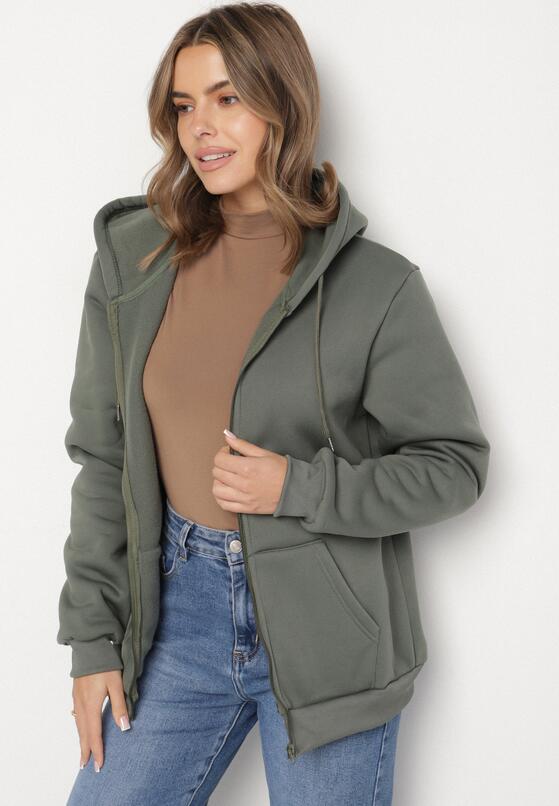 Zielona Rozpinana Bluza z Bawełną i Kapturem Typu Oversize Diosa 2