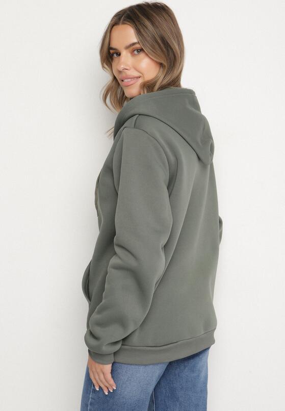 Zielona Rozpinana Bluza z Bawełną i Kapturem Typu Oversize Diosa 3