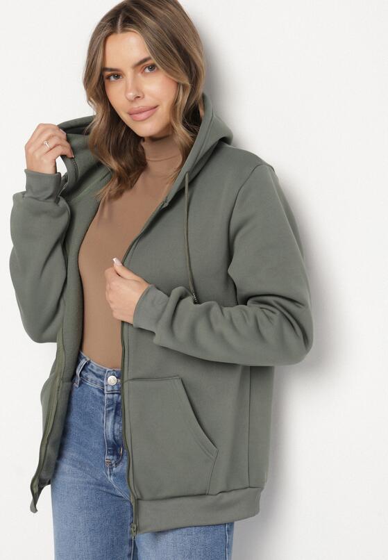 Zielona Rozpinana Bluza z Bawełną i Kapturem Typu Oversize Diosa 4