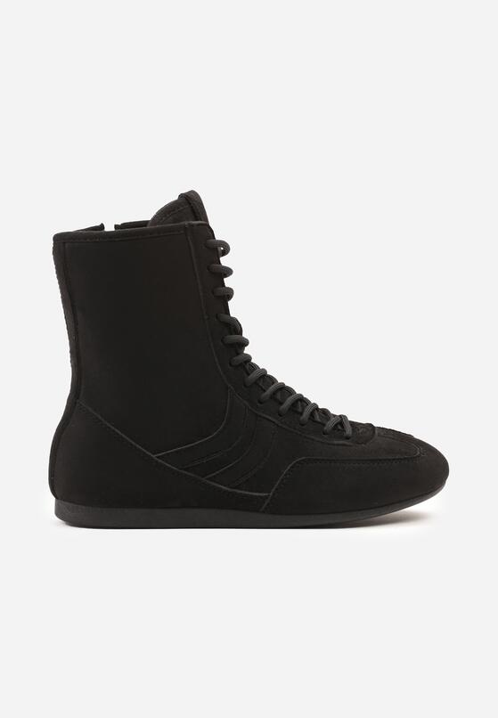 Czarne Sznurowane Sneakersy w Stylu Bokserskim Havanne 4