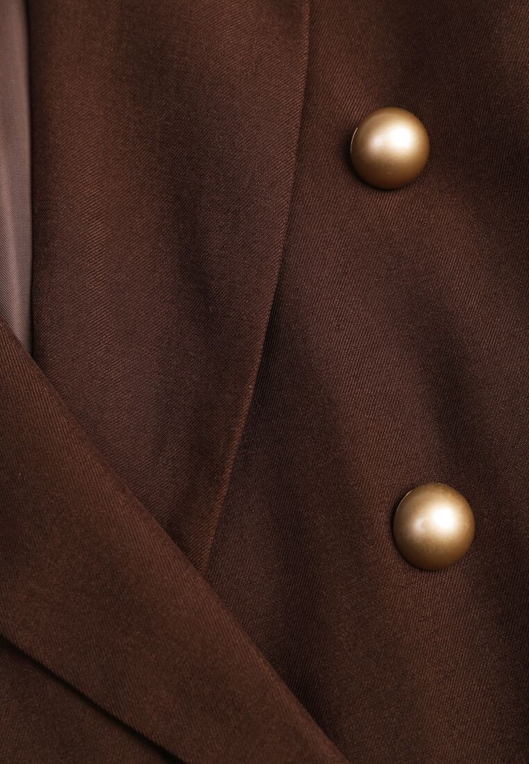 Brązowa Marynarka Dwurzędowa z Usztywnionymi Ramionami Clamira 8