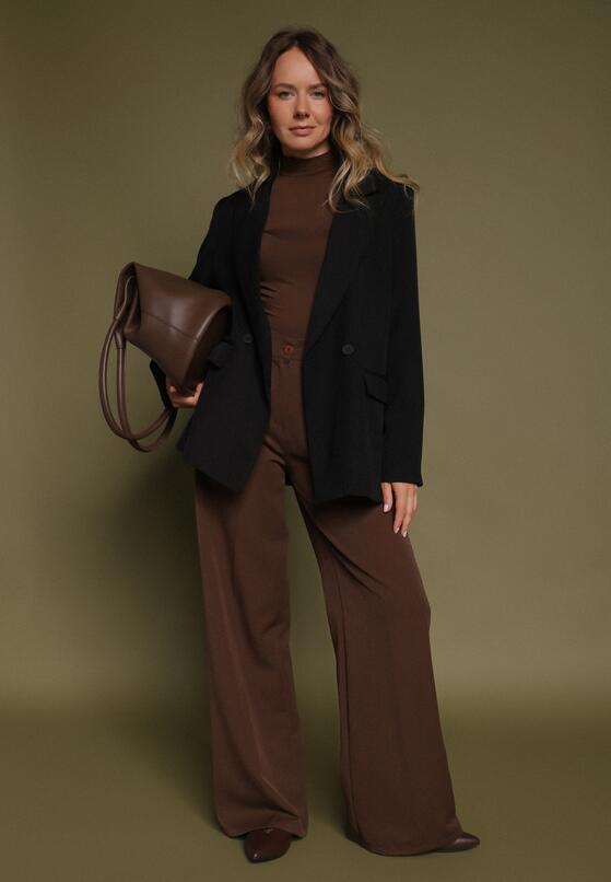 Czarna Dwurzędowa Marynarka w Stylu Oversize Clazara 2