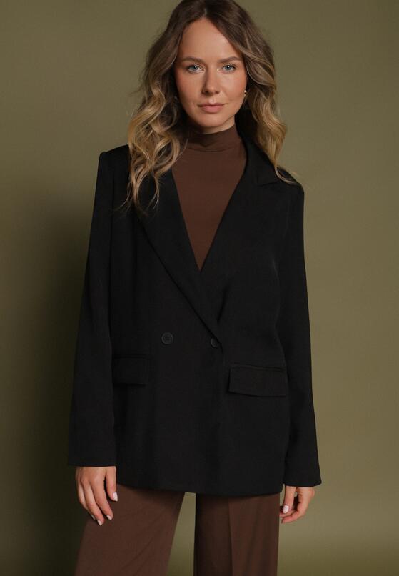 Czarna Dwurzędowa Marynarka w Stylu Oversize Clazara 4
