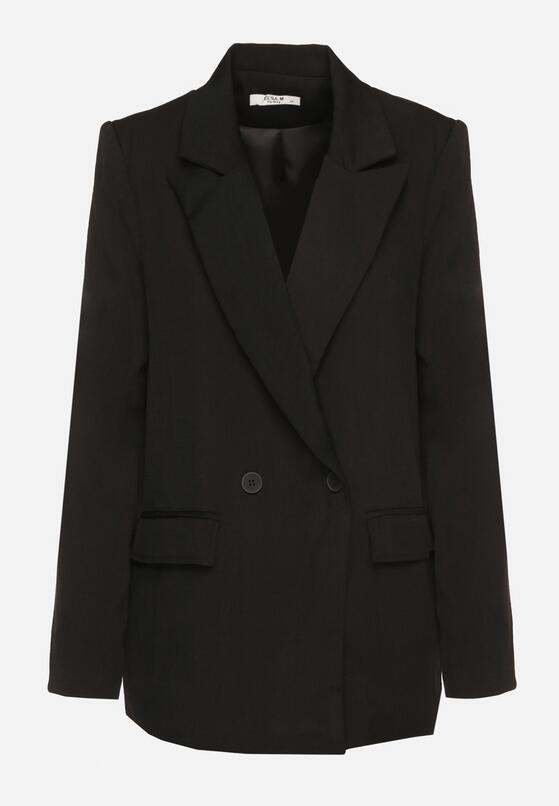 Czarna Dwurzędowa Marynarka w Stylu Oversize Clazara 6