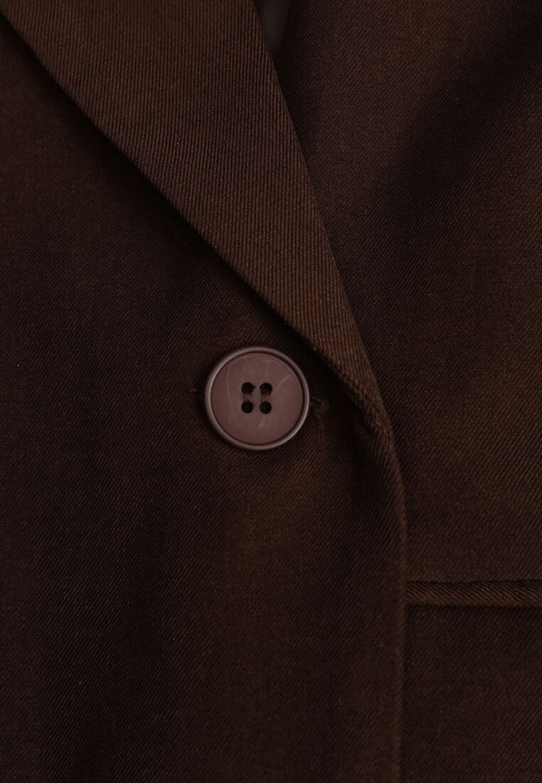 Brązowa Dwurzędowa Marynarka w Stylu Oversize Clazara 8