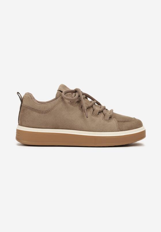 Ciemnobeżowe Sneakersy na Kauczukowej Podeszwie Lurrive 4