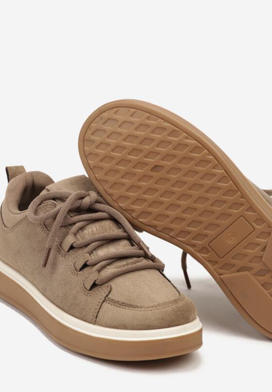 Ciemnobeżowe Sneakersy na Kauczukowej Podeszwie Lurrive 6