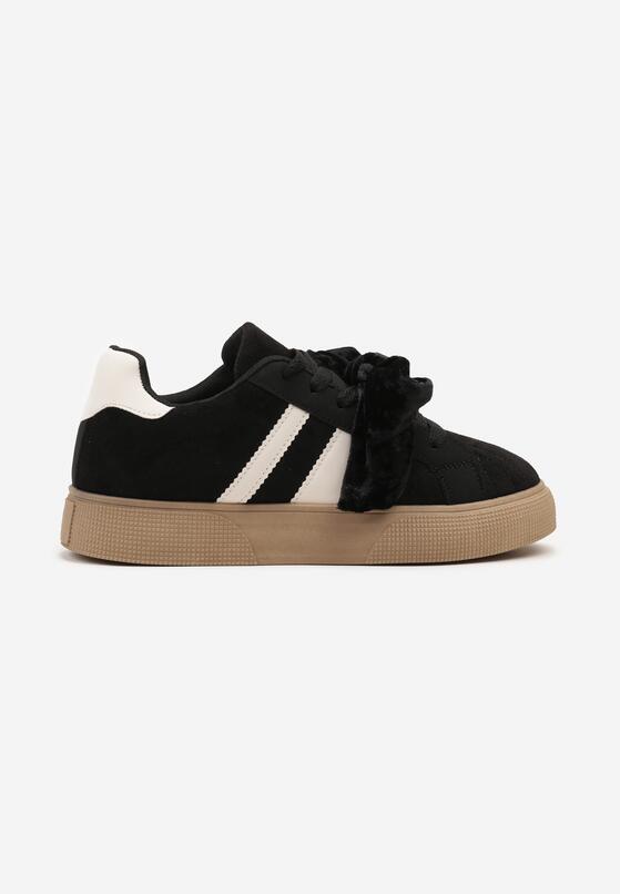 Czarne Sneakersy Typu Tenisówki z Welurową Kokardą  Anorisse 4