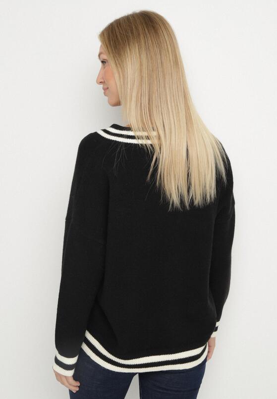 Czarny Sweter z Domieszką Kaszmiru w Stylu Preppy Liendria 3