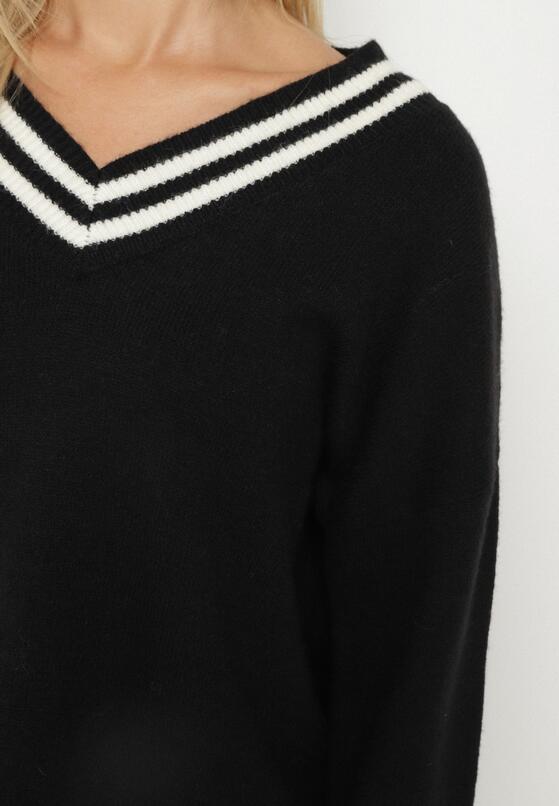 Czarny Sweter z Domieszką Kaszmiru w Stylu Preppy Liendria 5