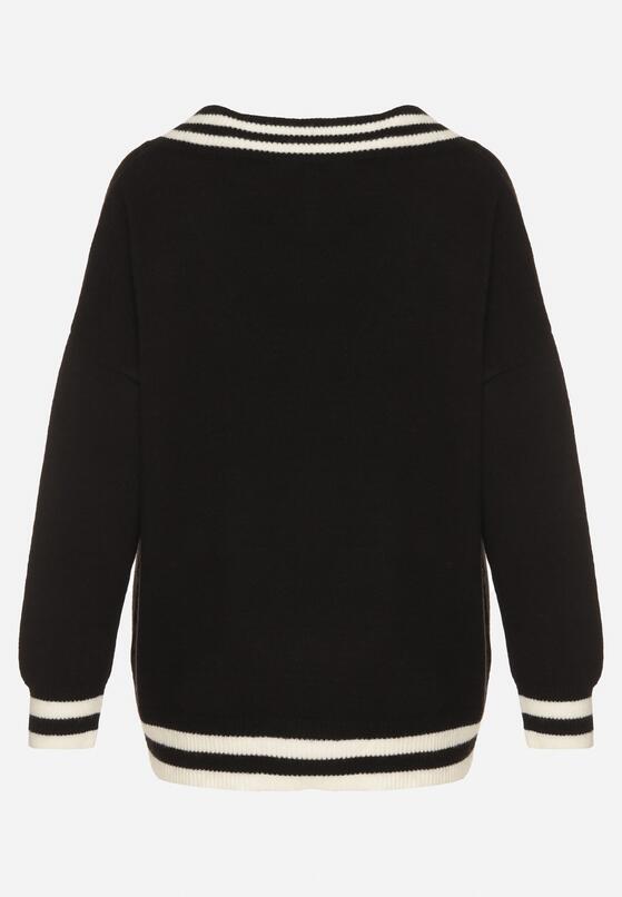 Czarny Sweter z Domieszką Kaszmiru w Stylu Preppy Liendria 7