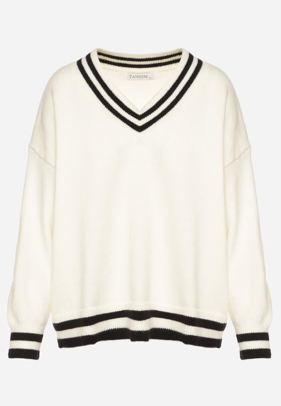 Jasnobeżowy Sweter z Domieszką Kaszmiru w Stylu Preppy Liendria 6