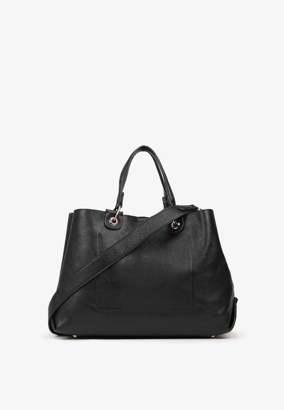 Czarna Dwukomorowa Torebka Typu Shopper Ozdobiona Metalicznymi Aplikacjami Adorrive 2