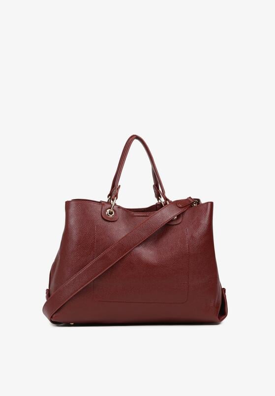 Bordowa Dwukomorowa Torebka Typu Shopper Ozdobiona Metalicznymi Aplikacjami Adorrive 2