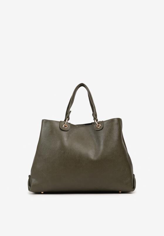 Ciemnozielona Dwukomorowa Torebka Typu Shopper Ozdobiona Metalicznymi Aplikacjami Adorrive 1