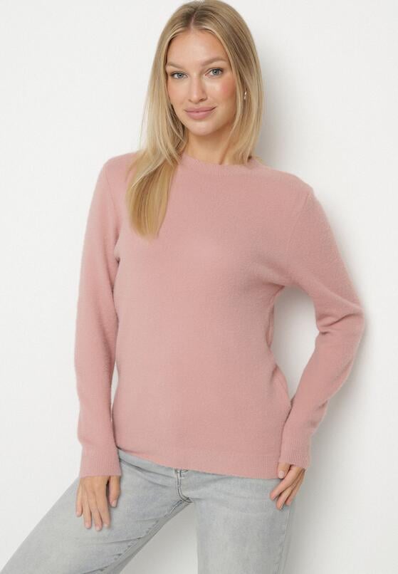 Różowy Sweter z Wełną w Klasycznym Stylu Firrive 2