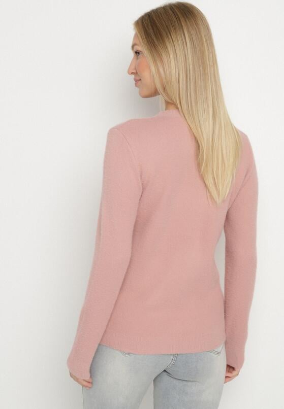 Różowy Sweter z Wełną w Klasycznym Stylu Firrive 3