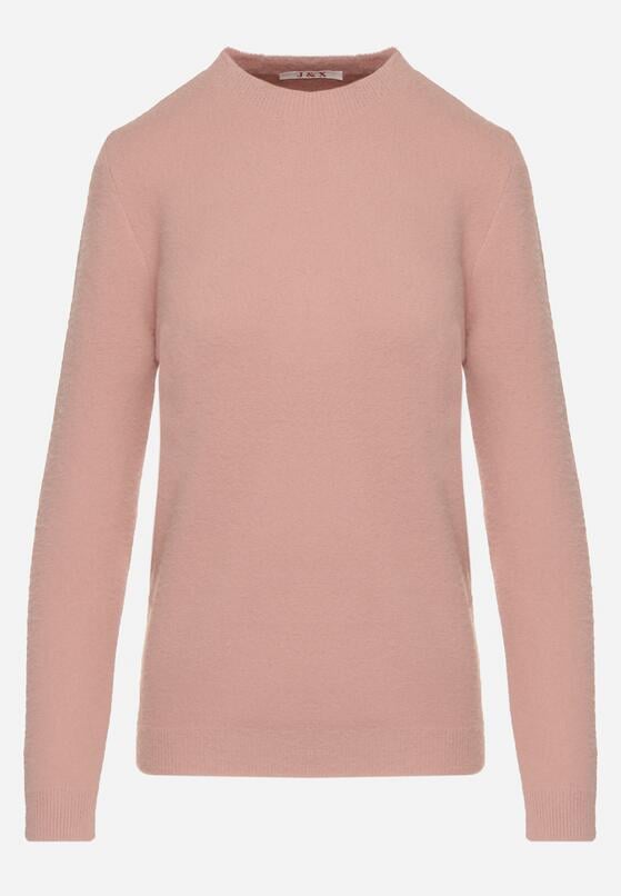 Różowy Sweter z Wełną w Klasycznym Stylu Firrive 6