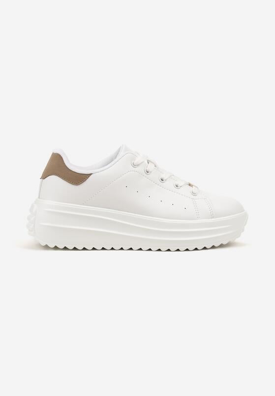Białe Sneakersy na Grubej Tłoczonej Podeszwie z Perforacją Anorriva 4