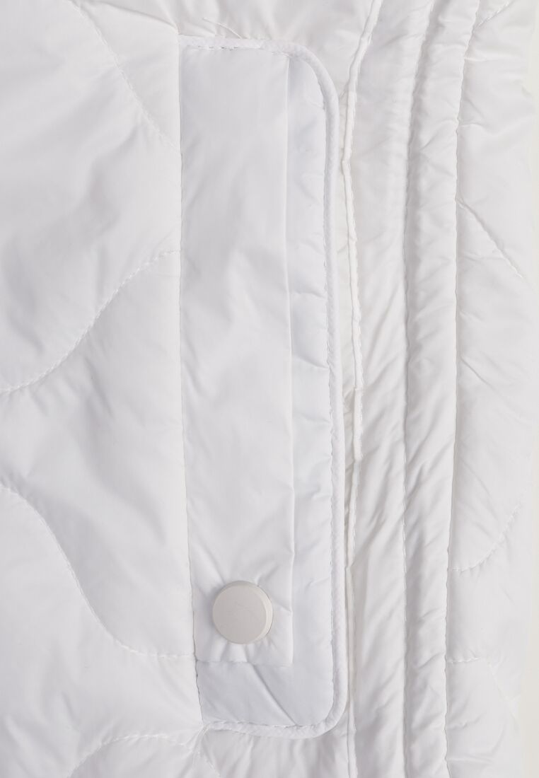 Biała Kamizelka z Odpinanym Kapturem Ozdobiona Pikowaniem Cirisse 8
