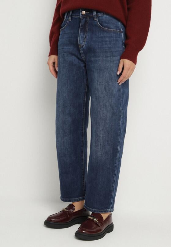 Niebieskie Jeansy Mom Fit High Waist z Bawełny Nelimesa 1