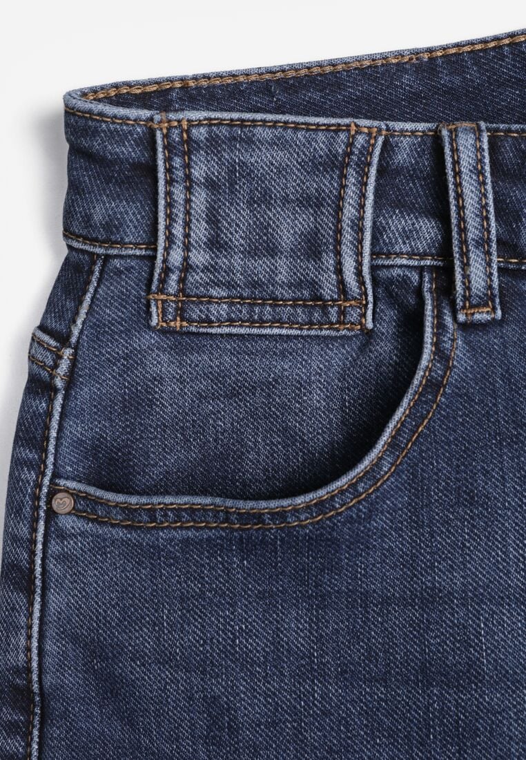 Niebieskie Jeansy Mom Fit High Waist z Bawełny Nelimesa 8