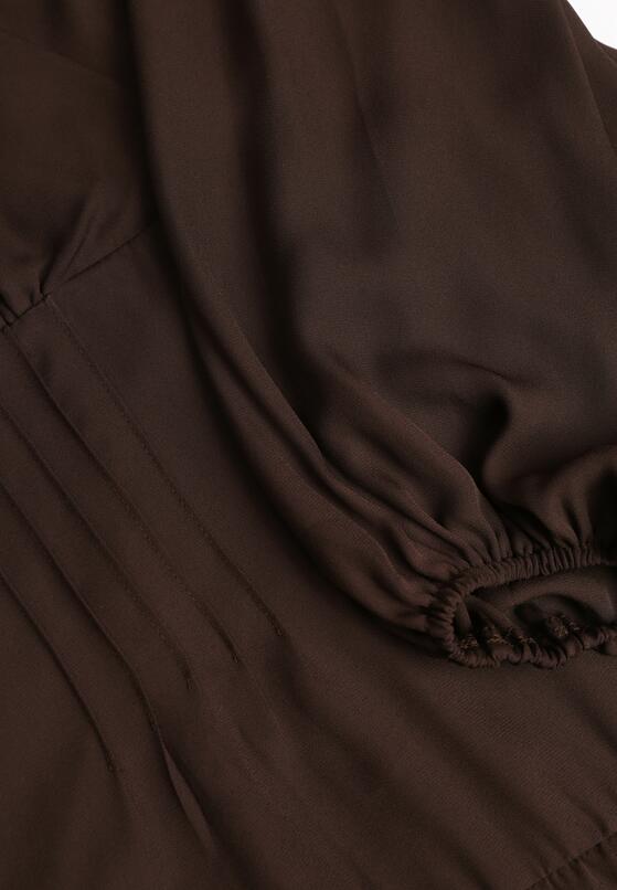 Brązowa Rozkloszowana Sukienka Vices z Kopertowym Dekoltem Reslosa 8