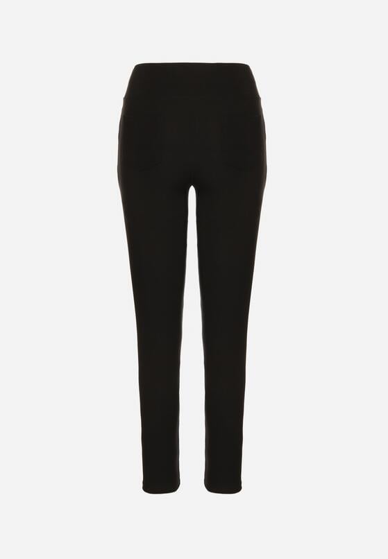 Czarne Spodnie Skinny z Wysokim Stanem i Aplikacjami w Kształcie Guzików Wedarise 7
