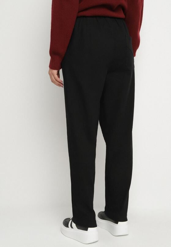 Czarne Spodnie Bawełniane w Stylu Mom Fit ze Sznurkiem  Adenelle 3