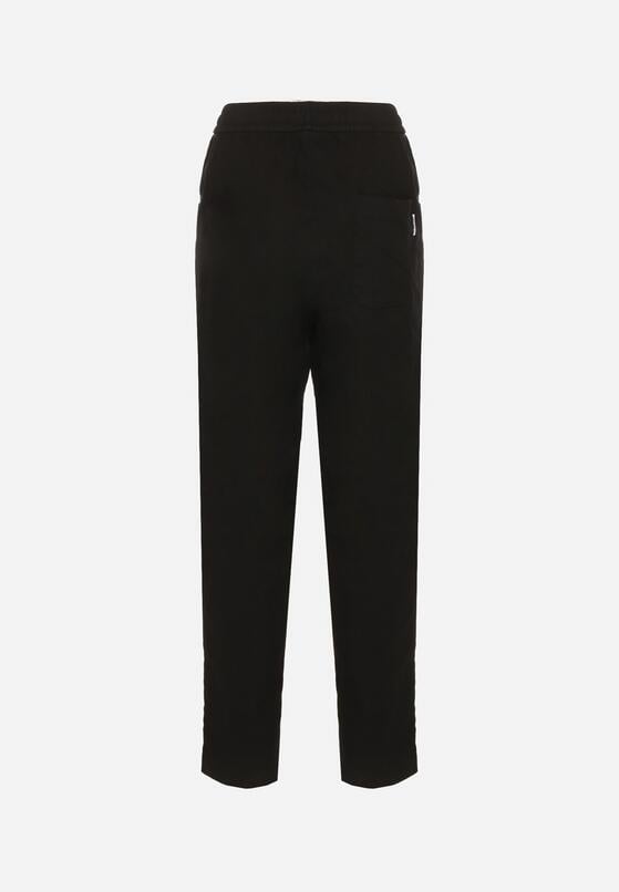 Czarne Spodnie Bawełniane w Stylu Mom Fit ze Sznurkiem  Adenelle 7