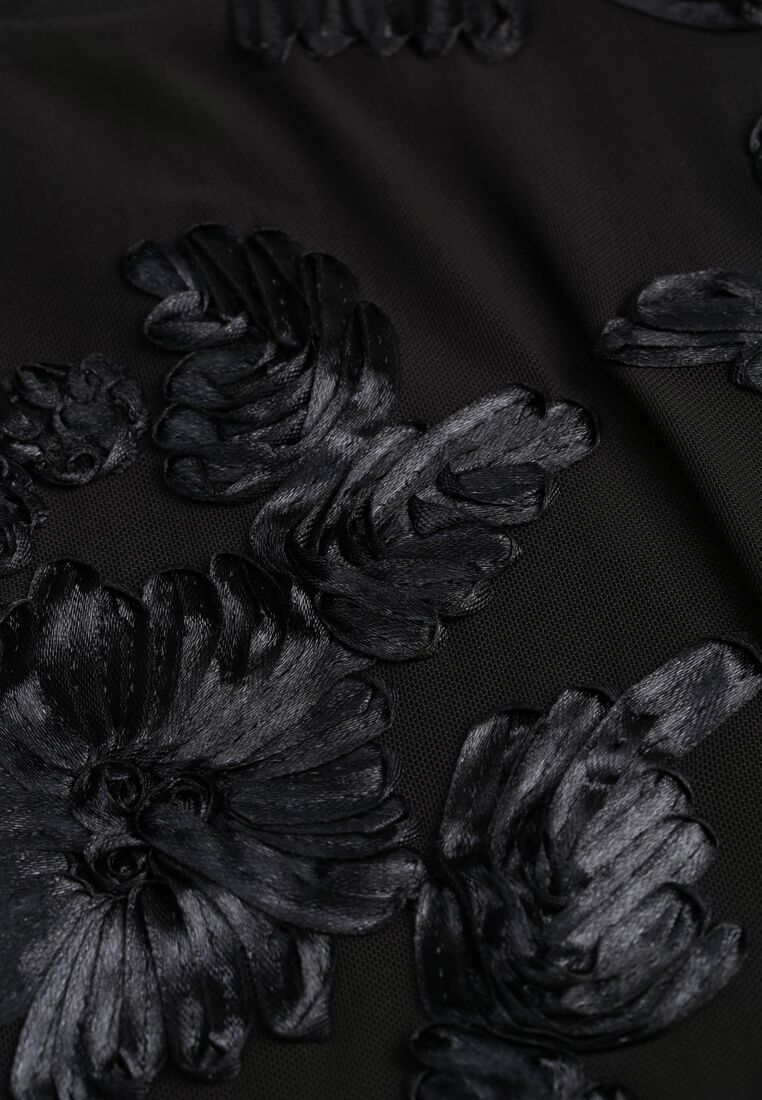 Czarne Koronkowe Body Ozdobione Przezroczystymi Rękawami Estania 8