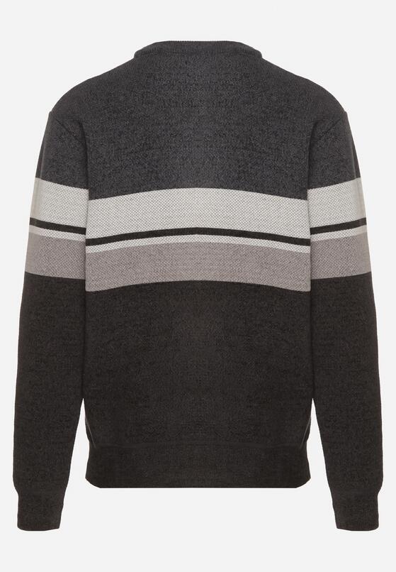Ciemnoszary Sweter z Wełną z Eleganckim Kołnierzykiem Koszulowym Espalea 2