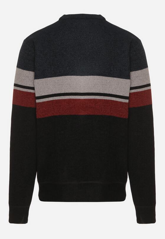 Granatowy Sweter z Wełną z Eleganckim Kołnierzykiem Koszulowym Espalea 2