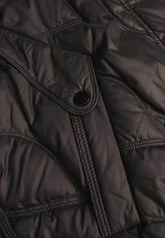 Czarna Przejściowa Kurtka z Oryginalnym Pikowaniem i Kapturem Aruvitte 8