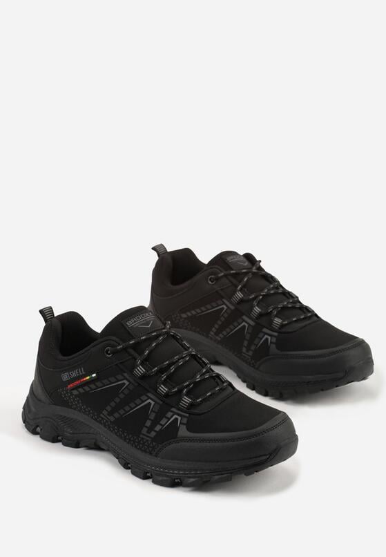 Czarne Buty Sportowe w Trekkingowym Stylu na Tłoczonej Podeszwie Revitte 2